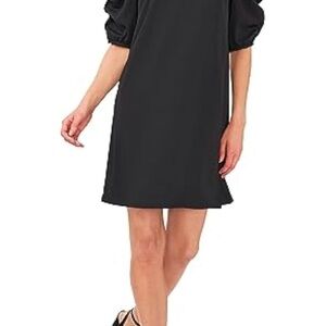 CeCe Black Puff Sleeve Mini Dress